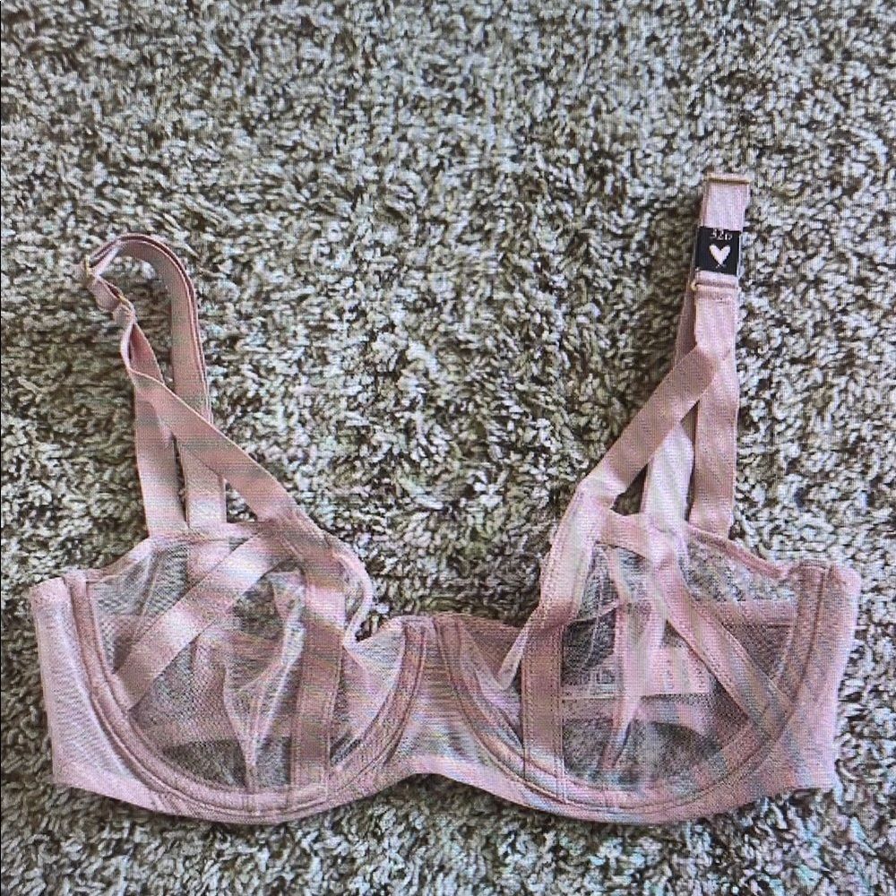 Victoria's Secret Sheer Pink Underwire Bra with Lace